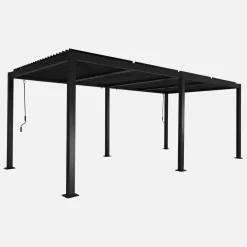 Pergola bioclimatica 3x6m in alluminio e acciaio, lamelle orientabili