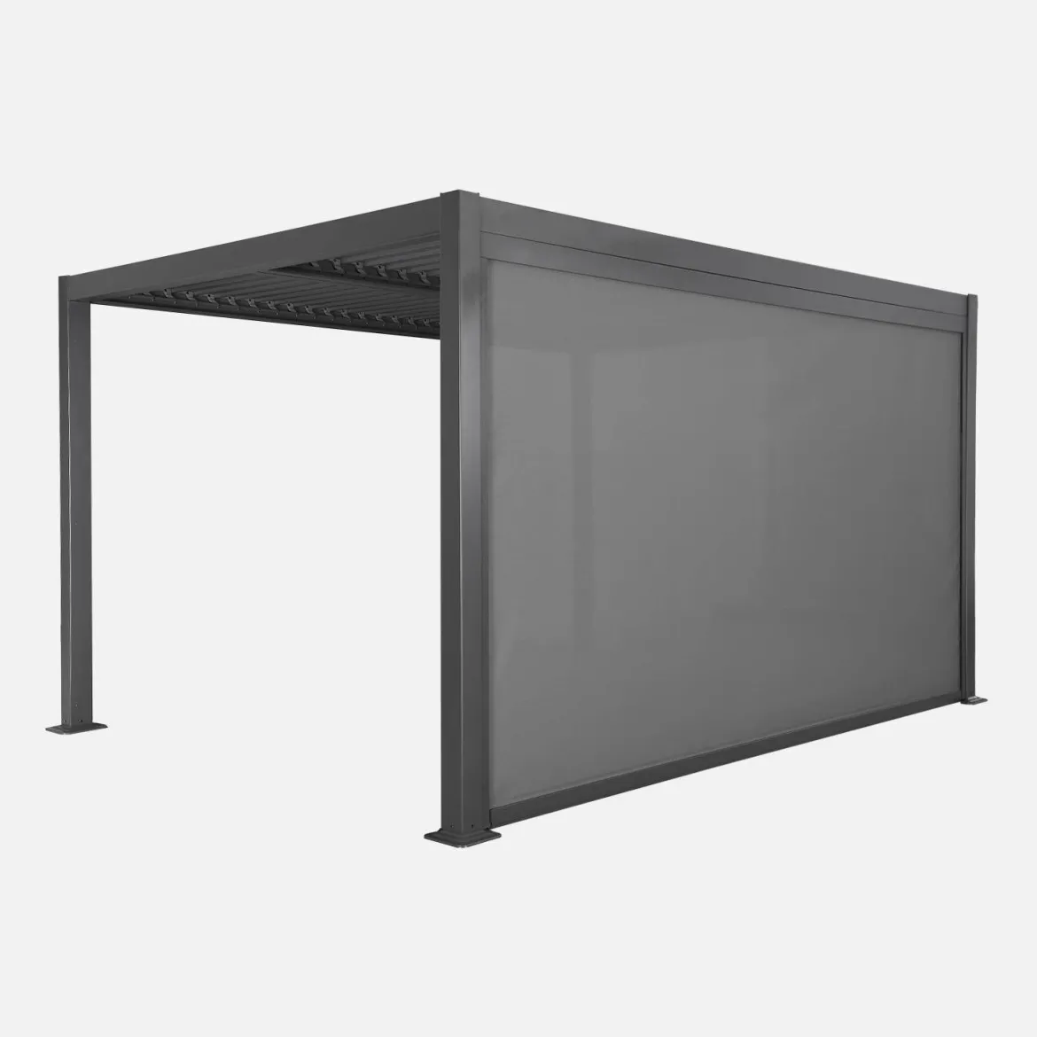 Pergola bioclimatica 3x4m in alluminio e acciaio + tenda 4m