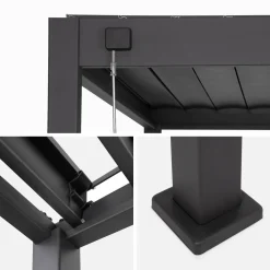 Pergola bioclimatica 3x4m in alluminio + tenda da sole 3m