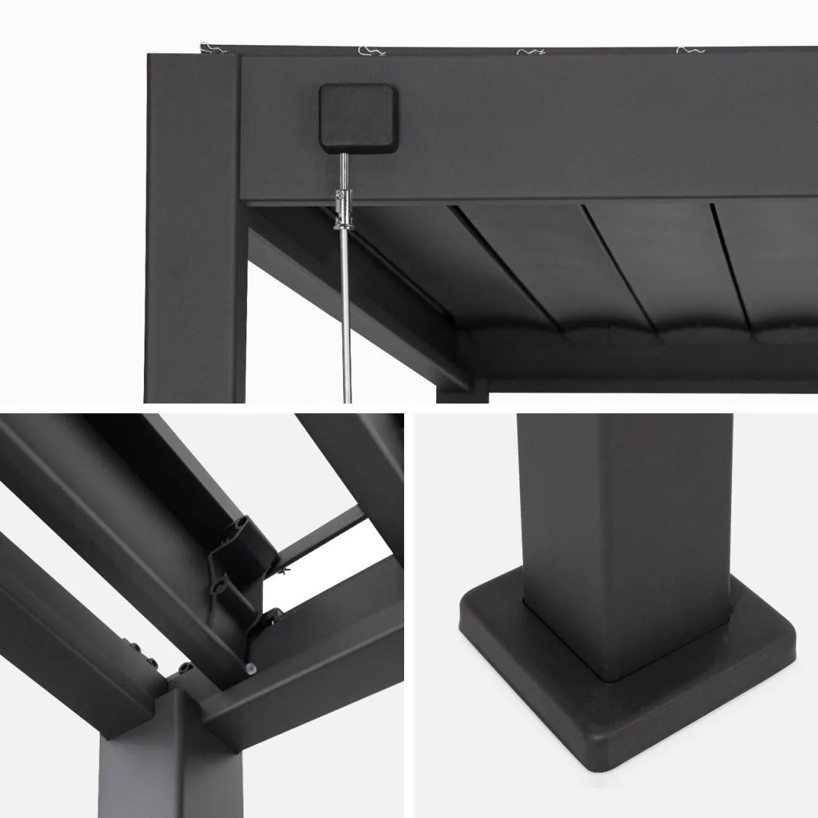 Pergola bioclimatica 3x4m in alluminio + tenda da sole 3m