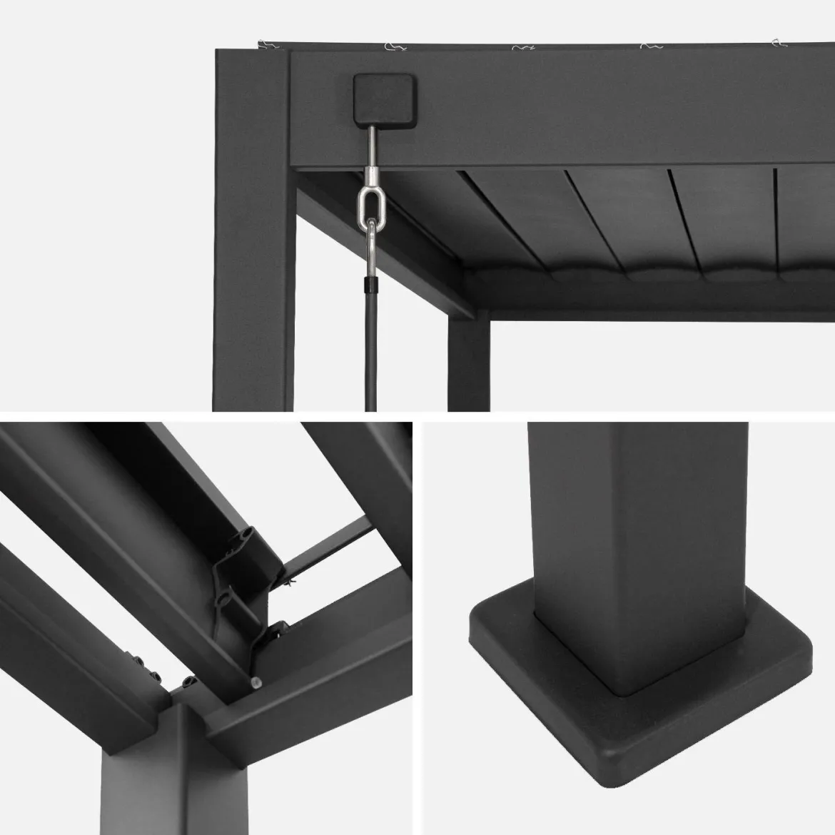 Pergola bioclimatica 3x4m in alluminio + 3 persiane 1.3m a lamelle orientabili