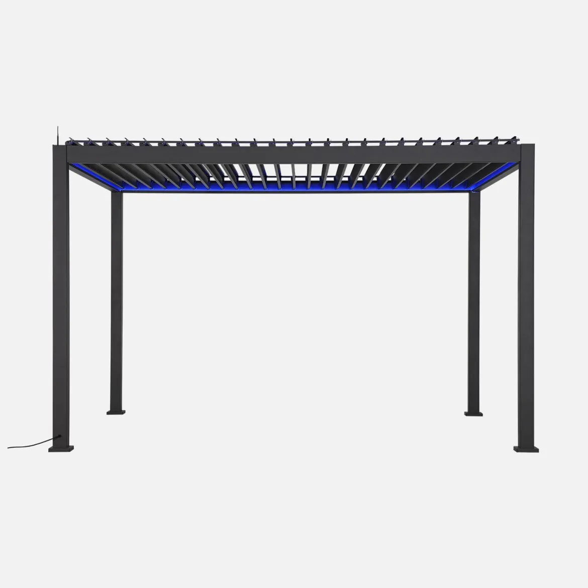 Pergola bioclimatica 3x4m in alluminio LED + tenda 3m + tenda 4m