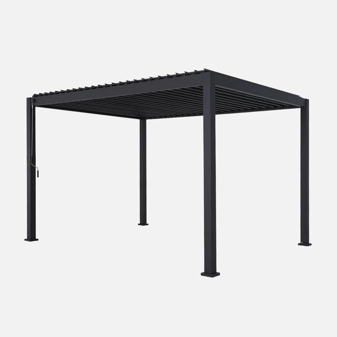 Pergola bioclimatica 3x4m in alluminio + 2 tende da 3m + 1 tenda da 4m