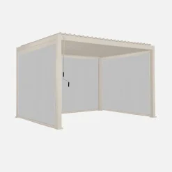 Pergola bioclimatica 3x4m in alluminio + 2 tende da 3m + 1 tenda da 4m