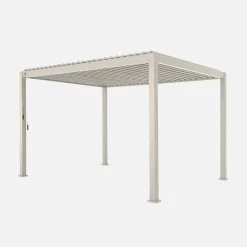 Pergola bioclimatica 3x4m in alluminio + 2 tende da 3m + 1 tenda da 4m