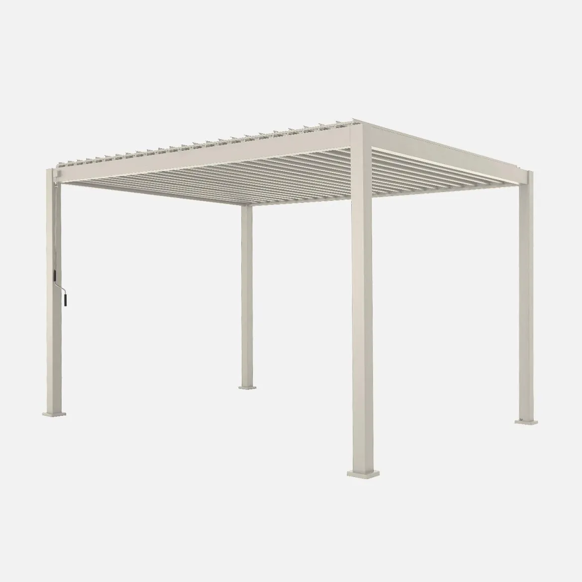 Pergola bioclimatica 3x4m in alluminio + 2 tende da 3m + 1 tenda da 4m