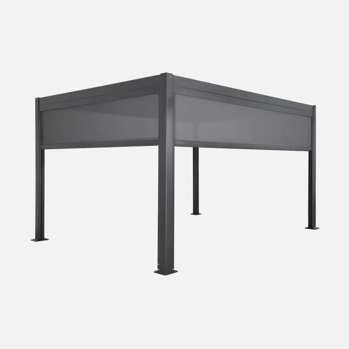 Pergola bioclimatica 3x4m in alluminio + tenda da 3m + tenda da 4m