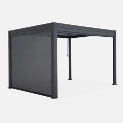 Pergola bioclimatica 3x4m in alluminio + tenda da 3m + tenda da 4m