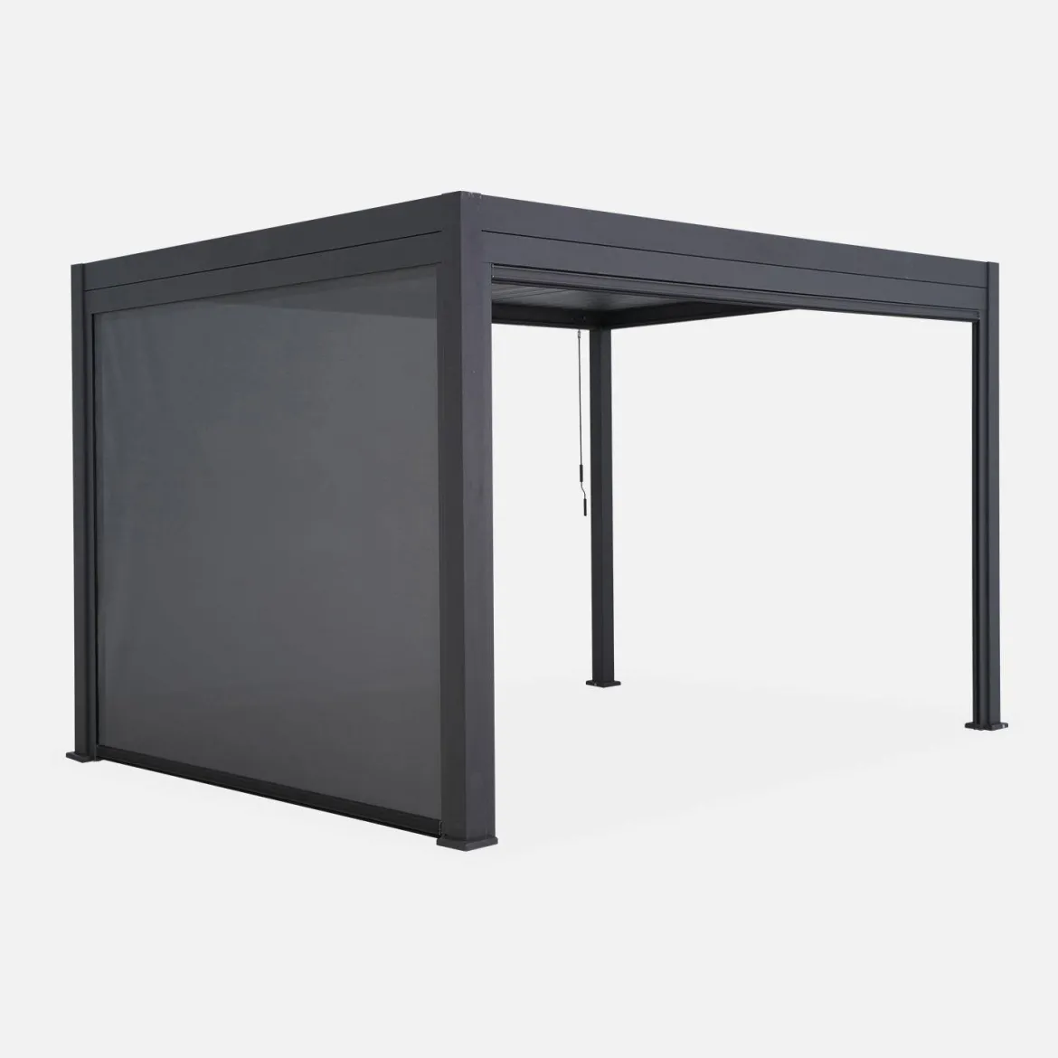 Pergola bioclimatica 3x4m in alluminio + tenda da 3m + tenda da 4m