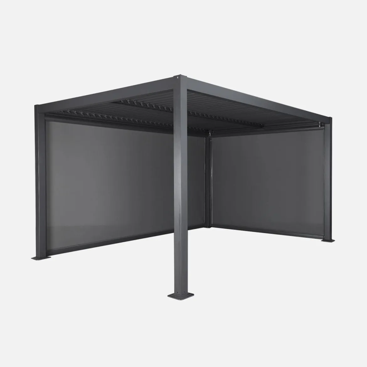 Pergola bioclimatica 3x4m in alluminio + tenda da 3m + tenda da 4m