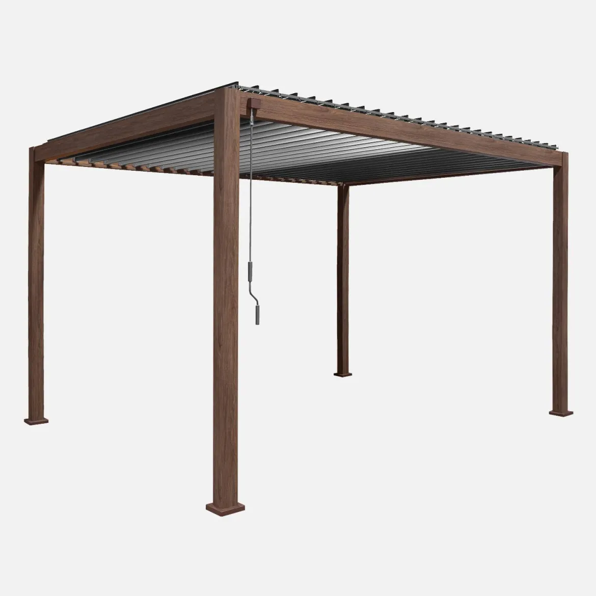 Pergola bioclimatica 3x4m in alluminio + tenda da 3m + tenda da 4m