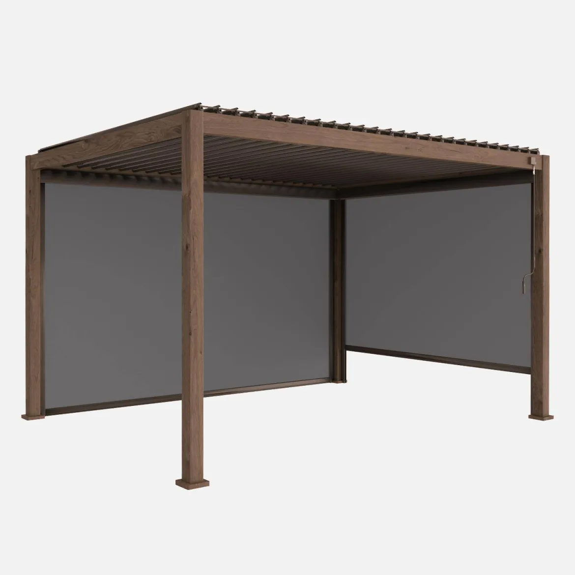 Pergola bioclimatica 3x4m in alluminio + tenda da 3m + tenda da 4m