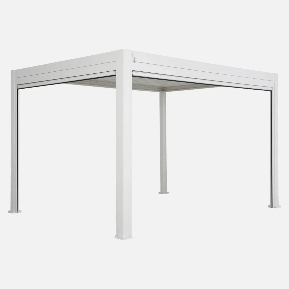 Pergola bioclimatica 3x4m in alluminio + tenda da 3m + tenda da 4m