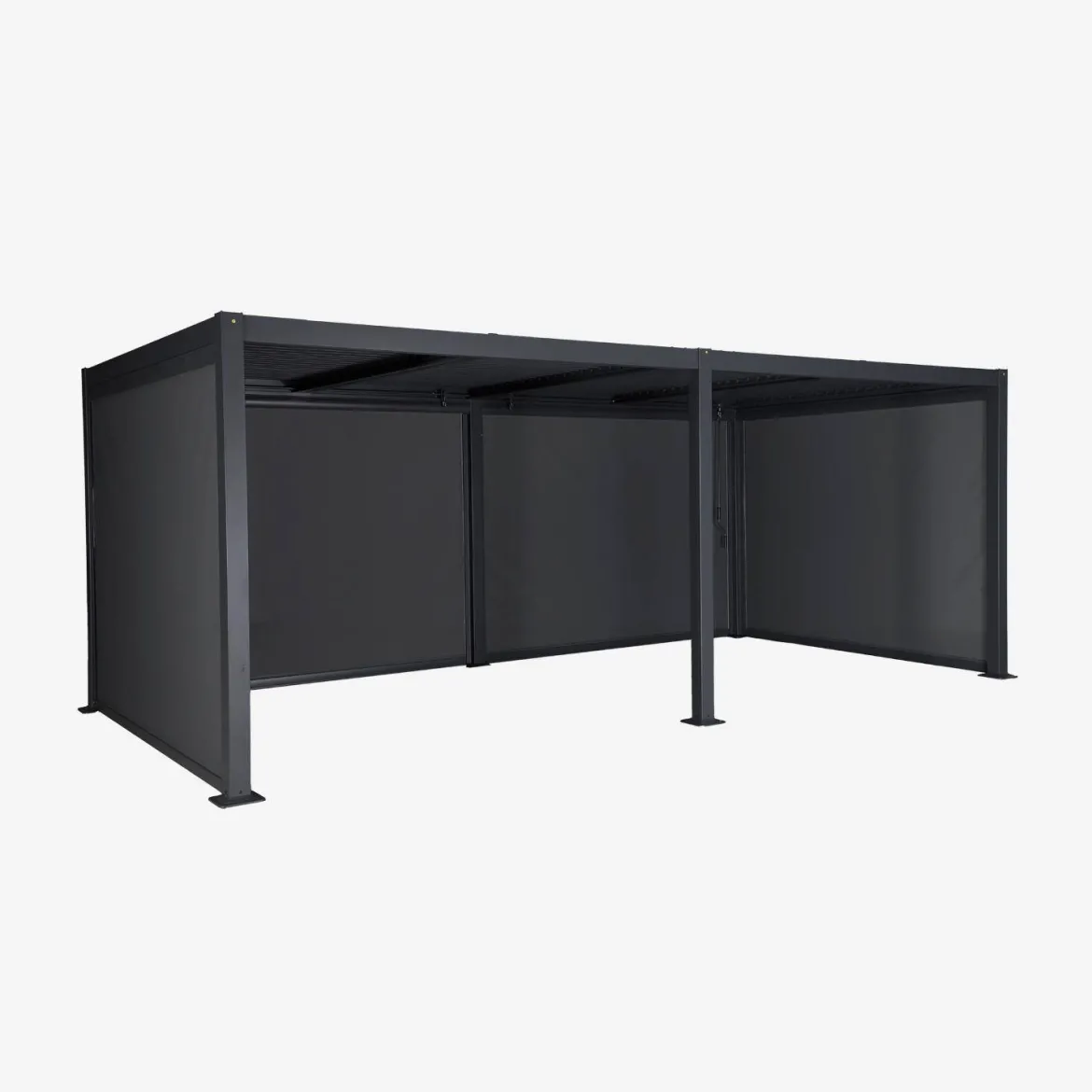 Pergola bioclimatica 3x6m in alluminio e acciaio + 4 tende 3m