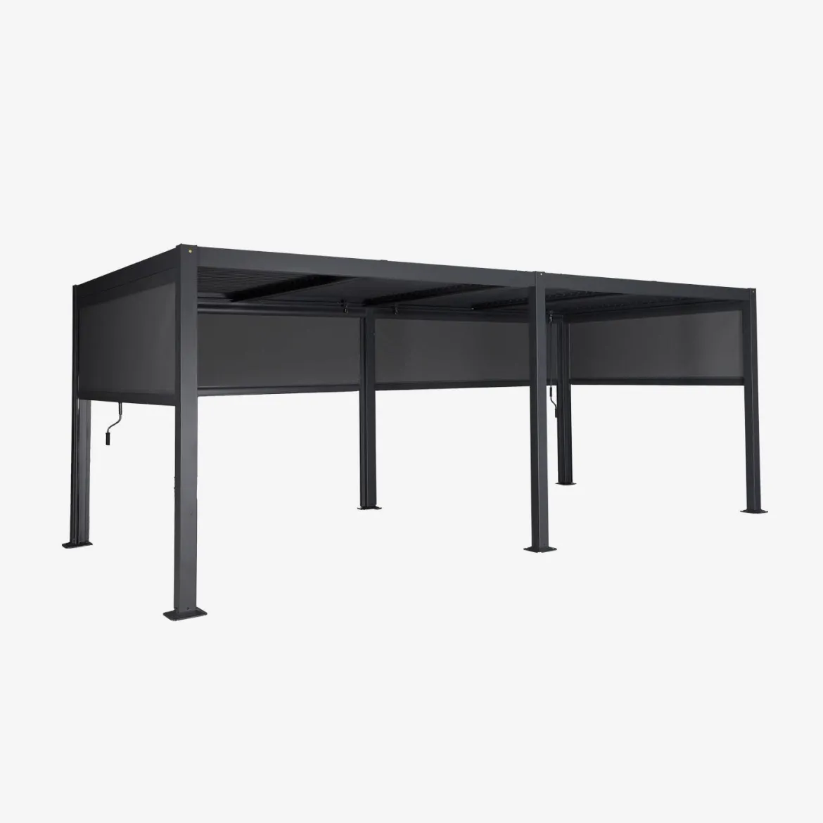 Pergola bioclimatica 3x6m in alluminio e acciaio + 4 tende 3m
