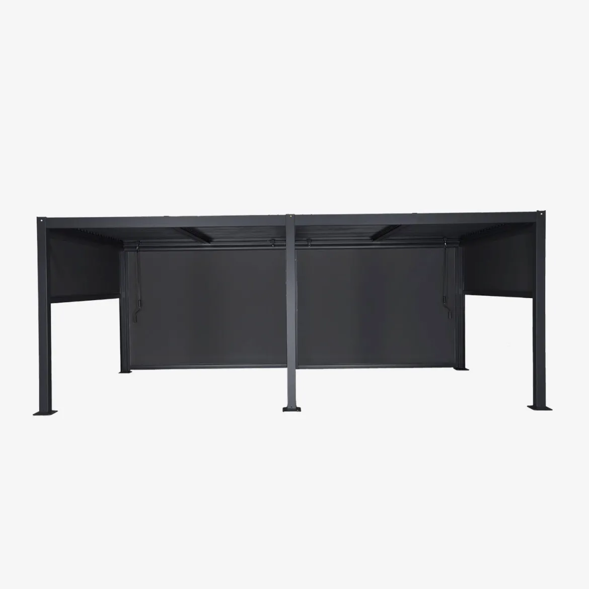 Pergola bioclimatica 3x6m in alluminio e acciaio + 4 tende 3m