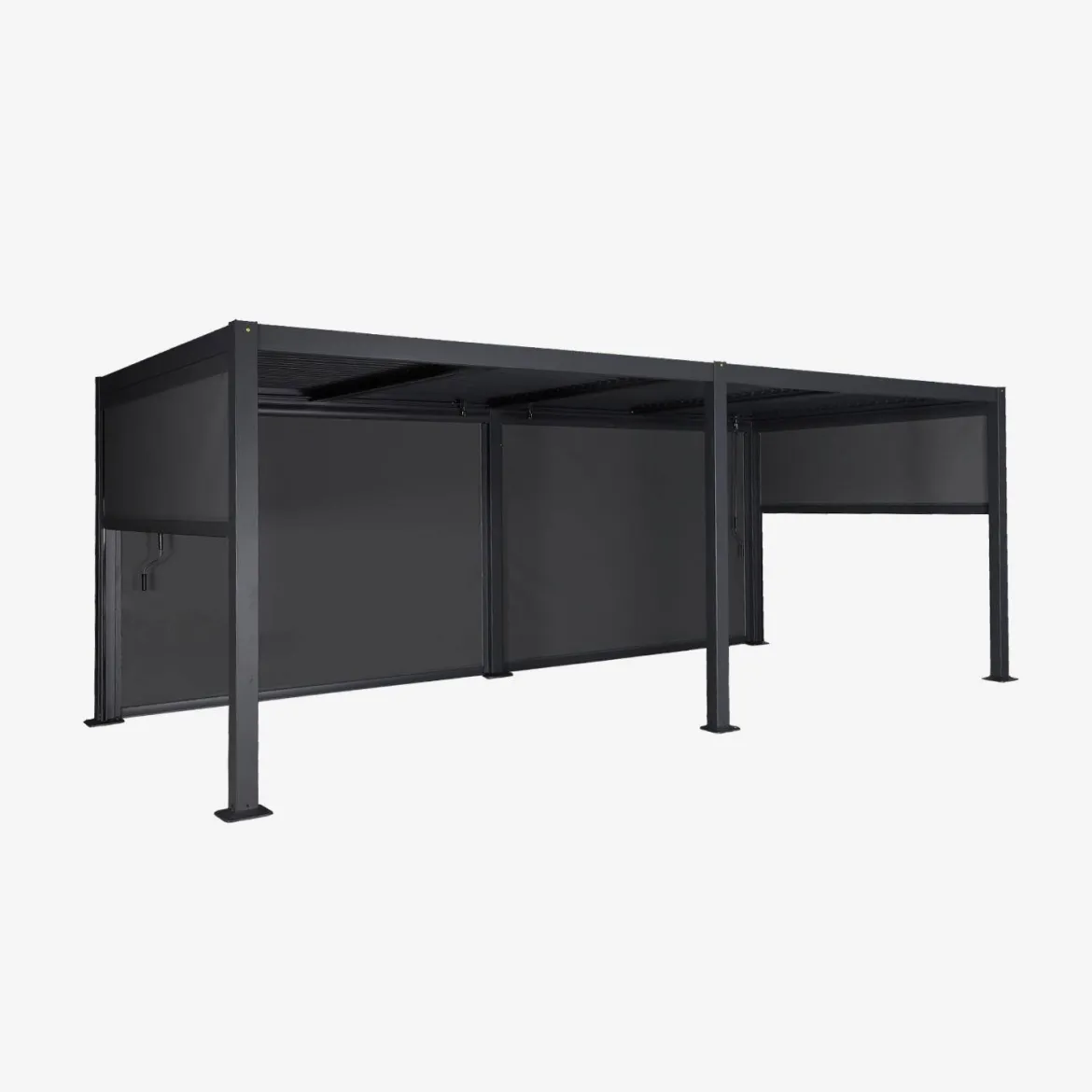 Pergola bioclimatica 3x6m in alluminio e acciaio + 4 tende 3m