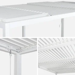 Pergola bioclimatica 3x6m in alluminio e acciaio + 4 tende 3m