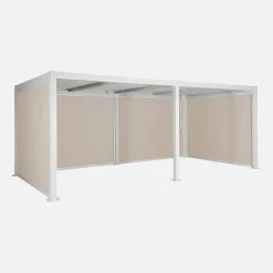 Pergola bioclimatica 3x6m in alluminio e acciaio + 4 tende 3m