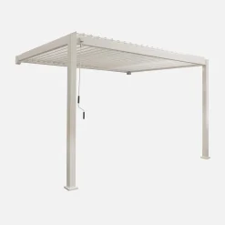 Pergola bioclimatica 3x4m in alluminio addossata, lame orientabili