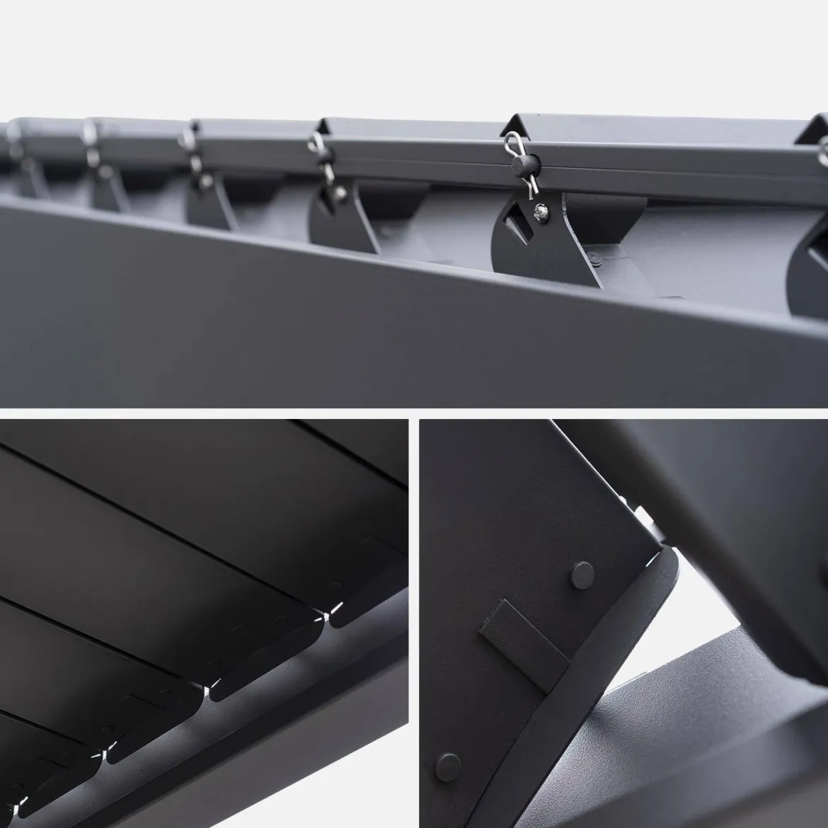 Pergola bioclimatica 3x3m in alluminio V2 + tenda 3m