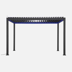 Pergola bioclimatica 3x4m motorizzata in alluminio LED + tenda 4m