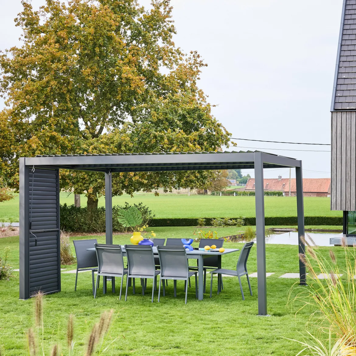 Persiana con lamelle orientabili 1m in alluminio per pergola bioclimatica