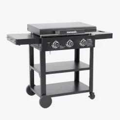 Piastra plancha a gas a 3 bruciatori con carrello