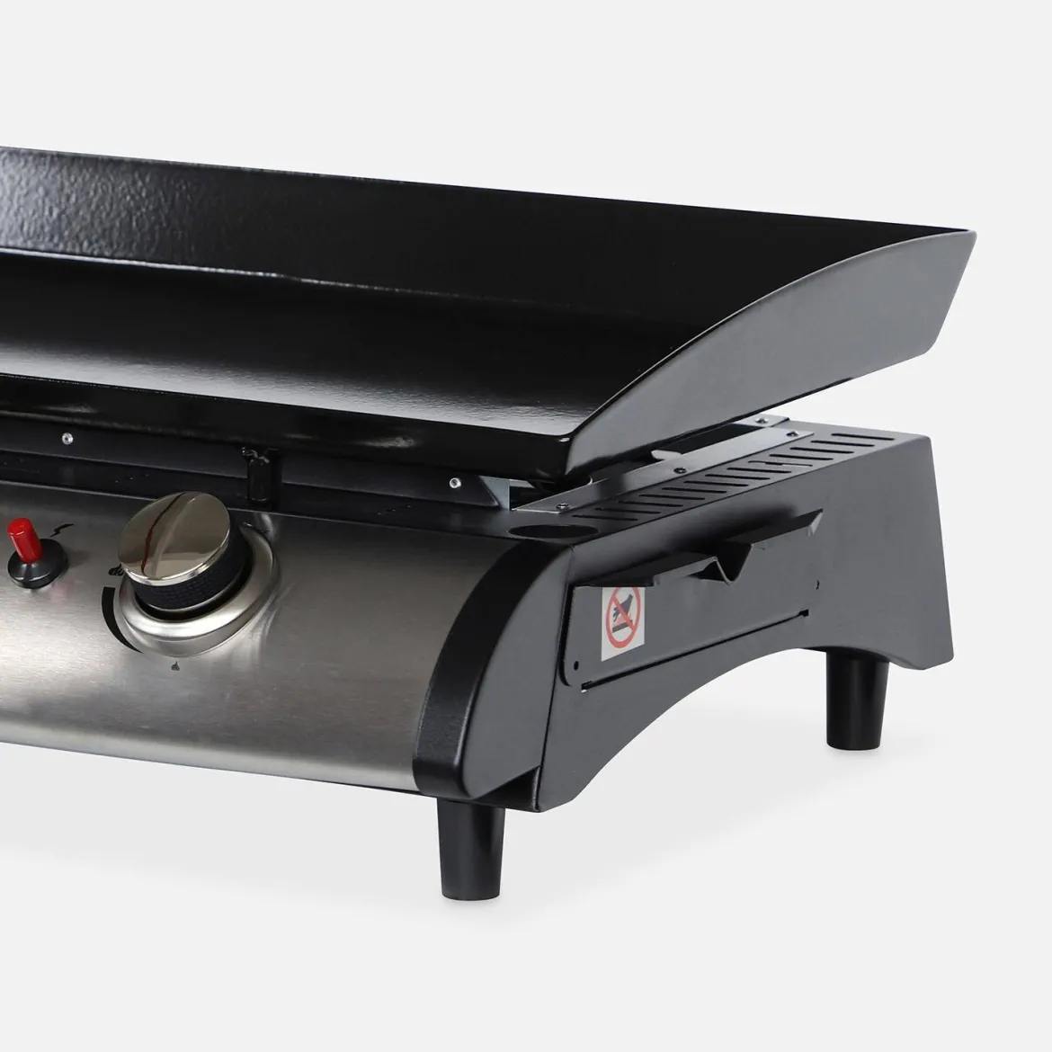 Piastra plancha a gas a 4 bruciatori con utensili