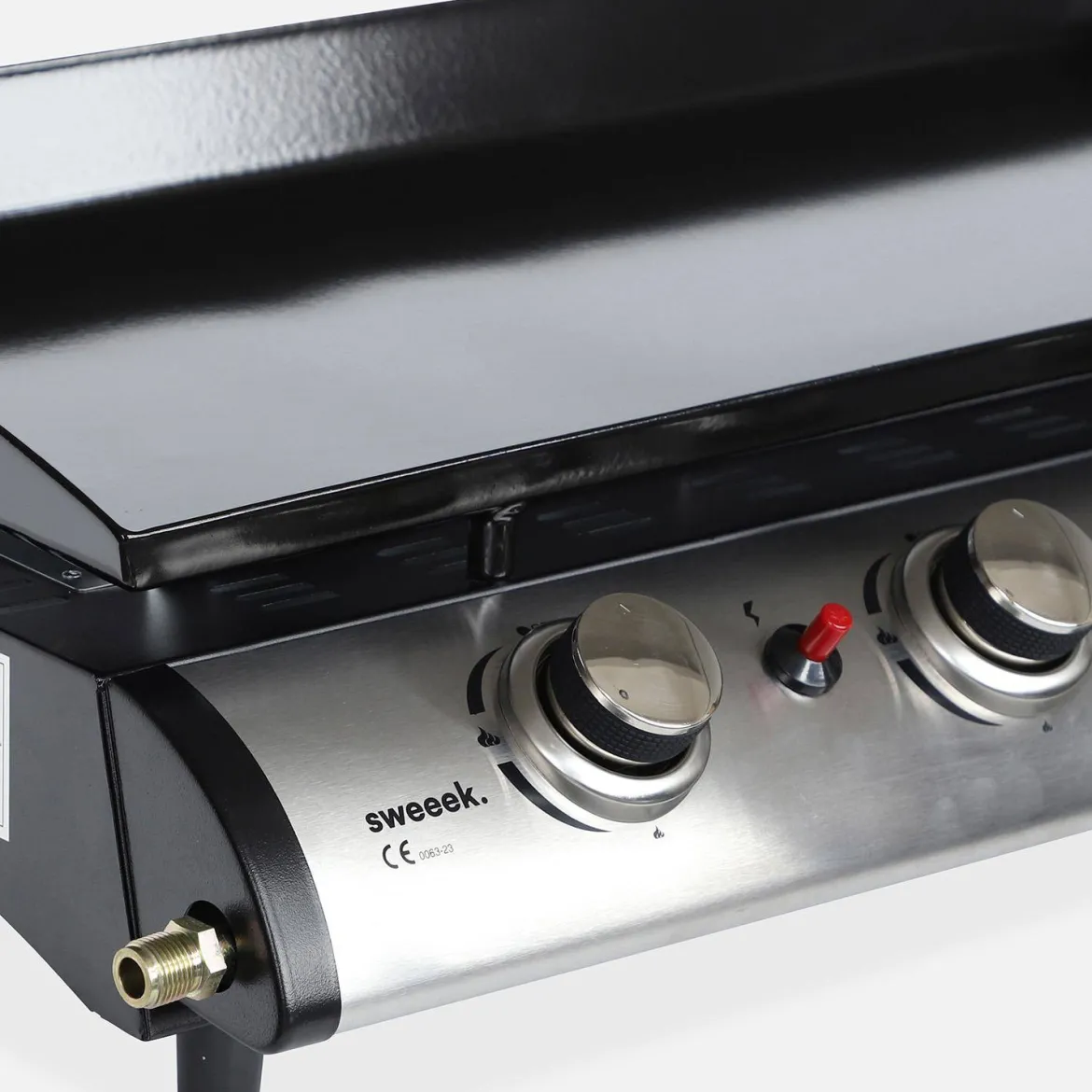 Piastra plancha a gas a 4 bruciatori con utensili