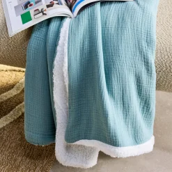 Plaid Sherpa e mussola di cotone , 170cm