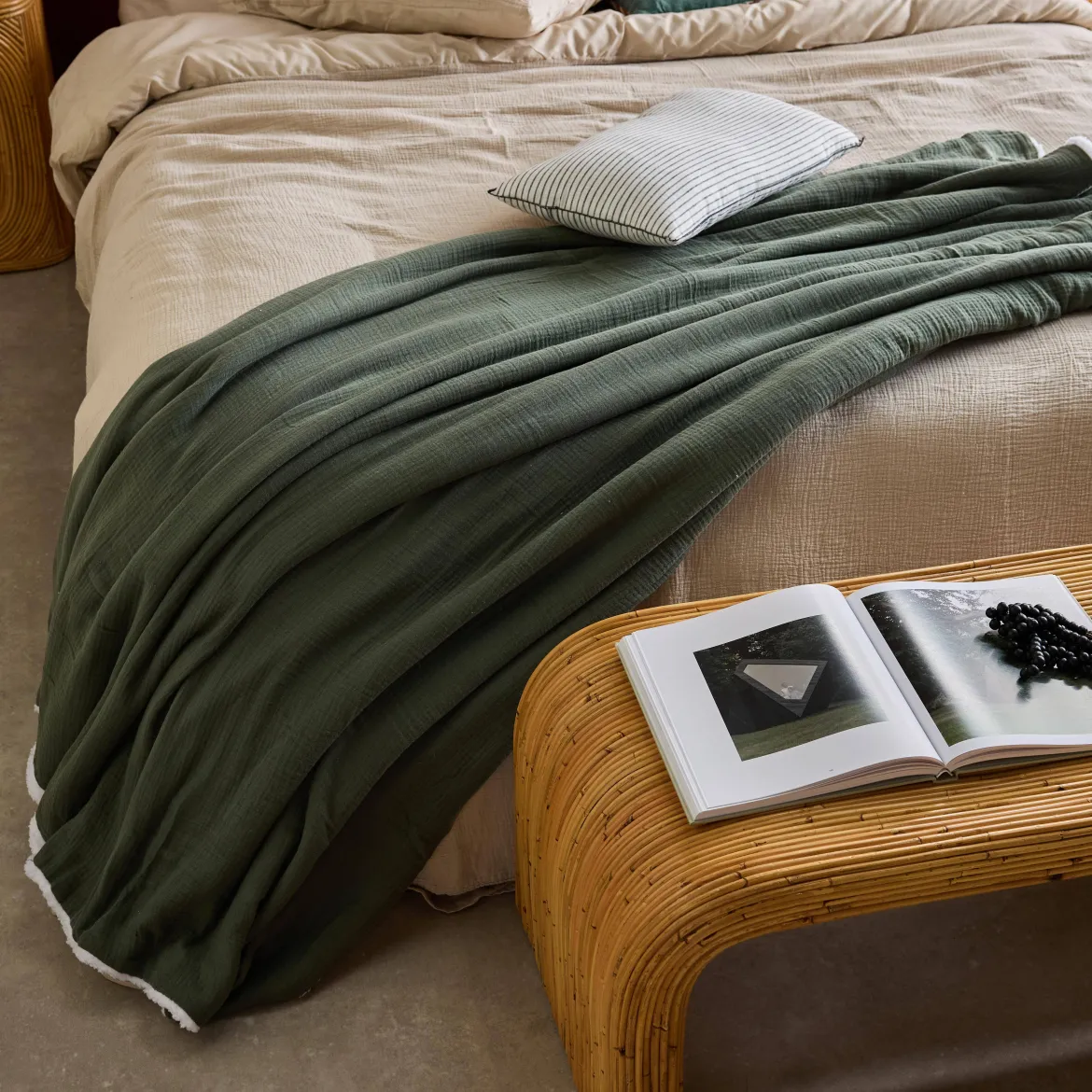 Plaid Sherpa e mussola di cotone , 170cm