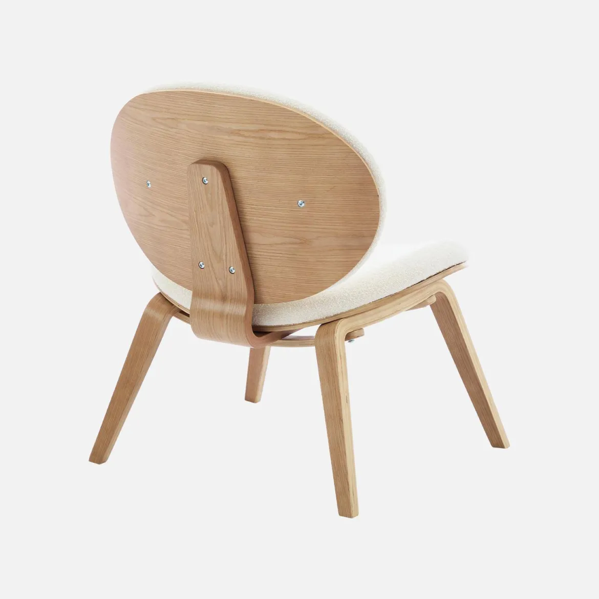 Poltrona con finiture effetto legno curvato e tessuto bouclé