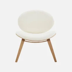 Poltrona con finiture effetto legno curvato e tessuto bouclé