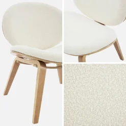 Poltrona con finiture effetto legno curvato e tessuto bouclé