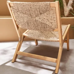 Poltrona da giardino in legno e resina effetto paglia