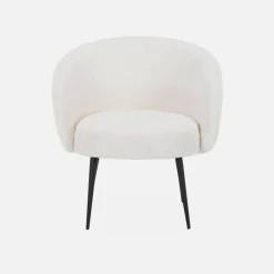 Poltrona di design in boulcé bianca e metallo