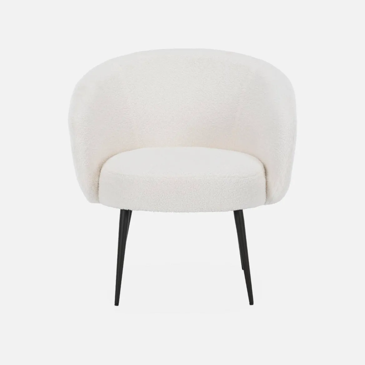 Poltrona di design in boulcé bianca e metallo