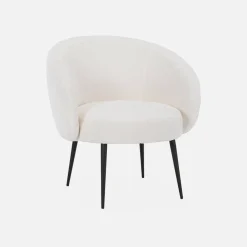 Poltrona di design in boulcé bianca e metallo