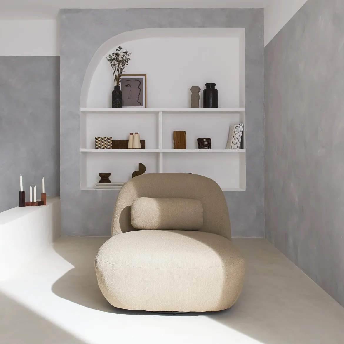 Poltrona girevole 360° bouclé