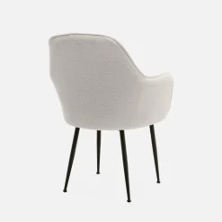 Poltrona in tessuto bouclé con gambe in metallo