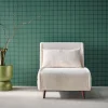 Poltrona letto bouclé con base in legno