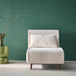 Poltrona letto bouclé con base in legno