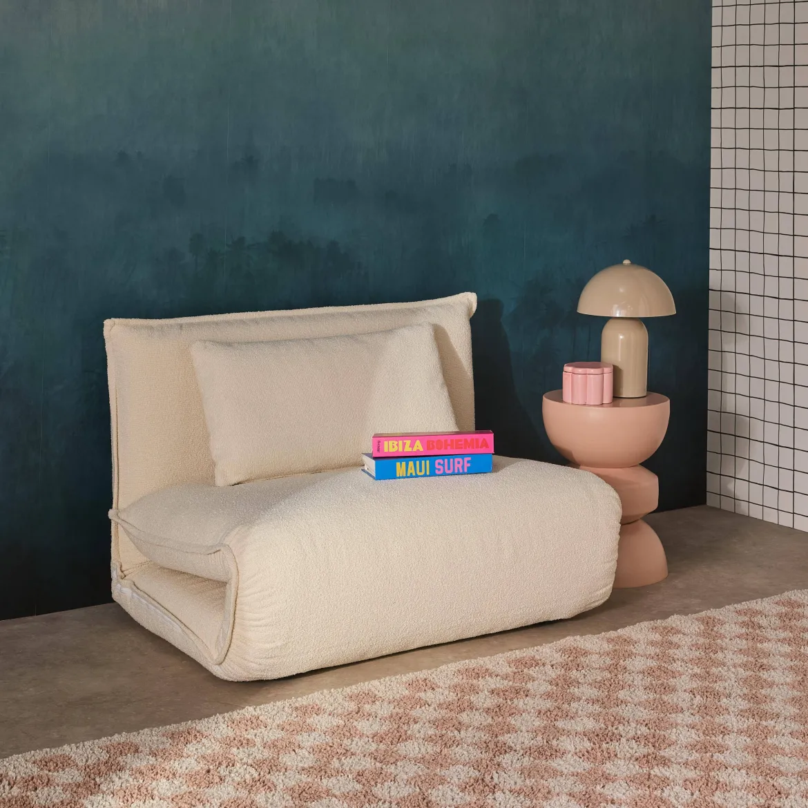 Poltrona letto trasformabile bouclé testurizzato