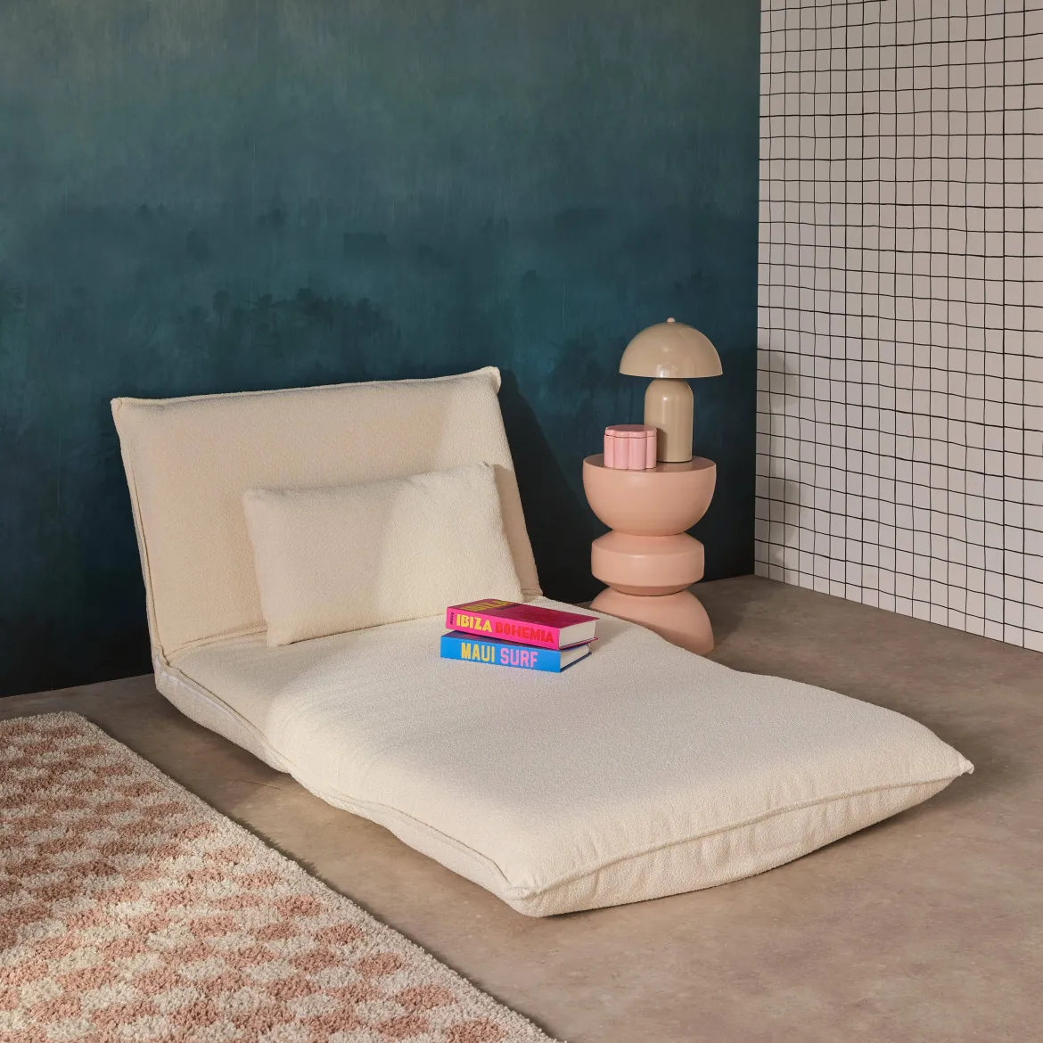 Poltrona letto trasformabile bouclé testurizzato