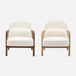 Poltrona scandinava arrotondata in legno di hevea