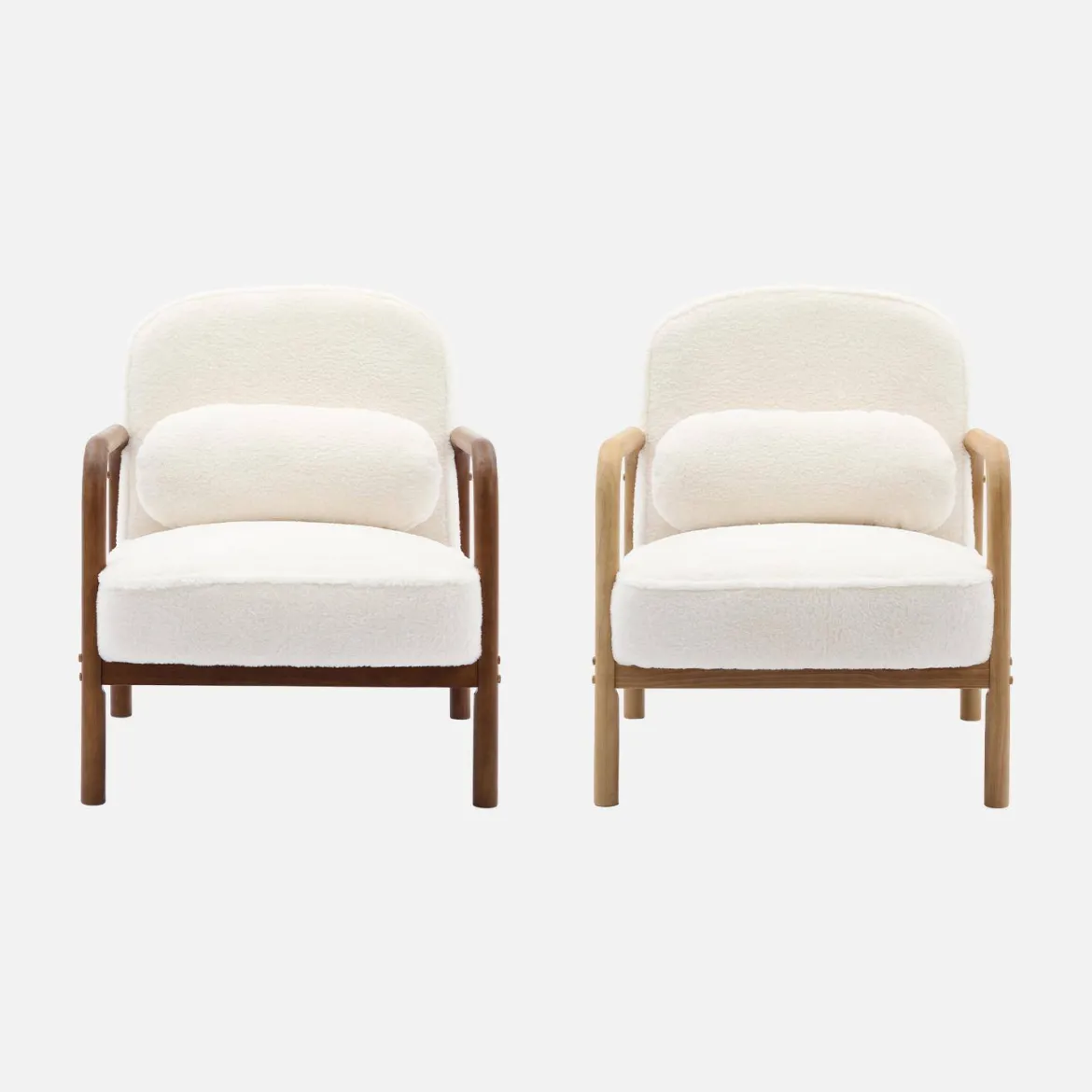 Poltrona scandinava arrotondata in legno di hevea