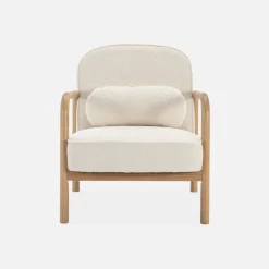 Poltrona scandinava curva in legno di hevea