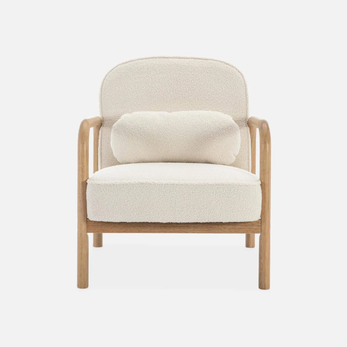 Poltrona scandinava curva in legno di hevea