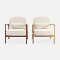Poltrona scandinava curva in legno di hevea
